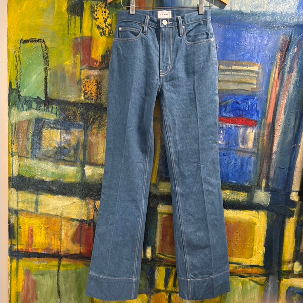 FRAME seamed slim wide trouser in overture size 25